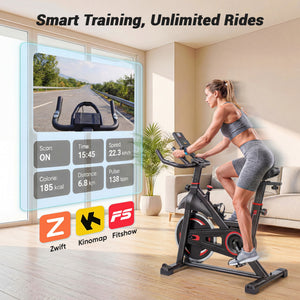 CONCETTA Exercise Bike for Home Gym, Stationary Indoor Cycling Bike, Low Noise Cardio Workout Equipment with Adjustable Resistance