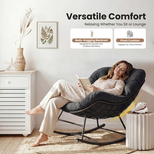 CONCETTA Heavy Duty Outdoor Rocking Chair with Cushion, Oversized Egg Lounge, 450 Lbs All-Weather Glider for Patio, Garden, Living Room