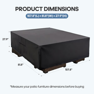 CONCETTA Rectangular Patio Furniture Cover, 600D Waterproof Outdoor Dining Table & Chair Cover, Heavy Duty