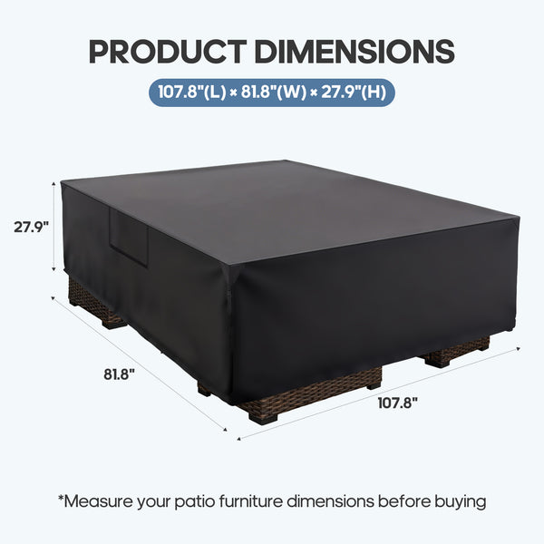 CONCETTA Rectangular Patio Furniture Cover, 600D Waterproof Outdoor Dining Table & Chair Cover, Heavy Duty