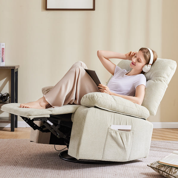 CONCETTA Manual Swivel Recliner Chair with Heating and Vibration Massage