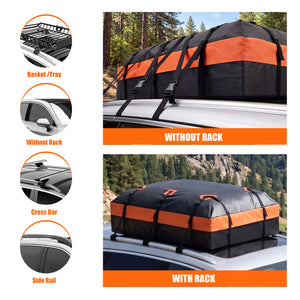 CONCETTA Car Rooftop Cargo Carrier, Waterproof Durable Roof Bag for Vehicles, Universal Fit with Straps & Anti-Slip Mat, Easy Install, Black