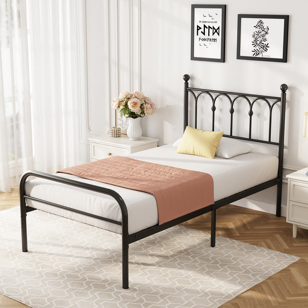 CONCETTA Metal Platform Bed Frame with Rounded Base & Protective Footpads, Underbed Storage, No Box Spring Needed for Bedroom