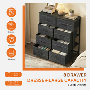 CONCETTA 8-Drawer Fabric Dresser, Storage Organizer Cabinet for Living Room, Bedroom, Office