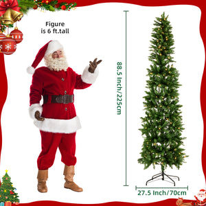 Artificial Full Christmas Tree, Flocked Snow Trees with Pine Cone Decoration, Includes Stand, Incandescent Lights & Foldable Base for Home, Office, Party