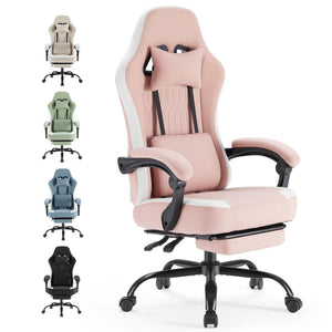gaming chair, office chair with high backrest and computer chair, is an ergonomic adjustable rotating office chair. Available in black, white, khaki, pink and blue.