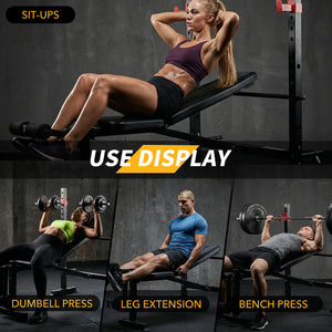 SHOUFTW Adjustable Weight Bench Set, Foldable Bench Press with Leg Developer, 650 LBS Heavy-Duty Space Saving Workout Set for Small Apartments Strength Training