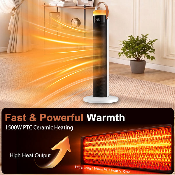 CONCETTA 25" Tower Space Heater,1500W Electric Heater with Remote,15H Timer,Child Lock,60° Oscillation,for Indoor, Living Room, Bedroom, Office & Home
