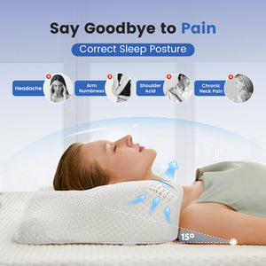 CONCETTAMemory Foam Pillows, Ergonomic Contoured Support for Side Back and Stomach Sleepers
