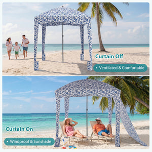 SHOUFTW Beach Cabana - 6 x 6 ft Cool Beach with Detachable Side Wall & Carry Bag, UPF 50+ for Beach, Camping, Park