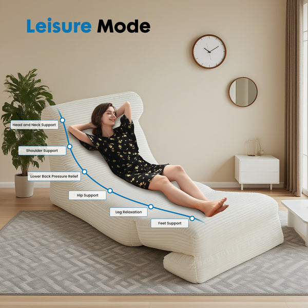 CONCETTA 3 in 1 Folding Sofa, Convertible Portable Single Bed with Back Support for Living Room Bedroom Lounge, White