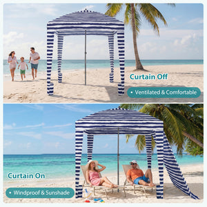 SHOUFTW Beach Cabana - 6 x 6 ft Cool Beach with Detachable Side Wall & Carry Bag, UPF 50+ for Beach, Camping, Park