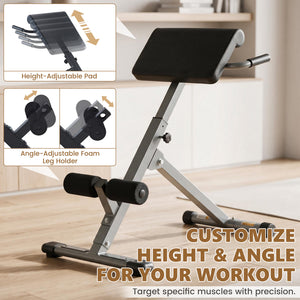 CONCETTA Roman Chair Hyperextension Bench, Adjustable Back Extension Machine with Foldable Design, Heavy Duty Frame for Glutes, Hamstrings & Core Workout