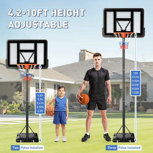CONCETTA Portable Basketball Hoops - 4.2-10 ft Adjustable Height for Indoor, Outdoor, Swimming Pool, For Adults, Kids
