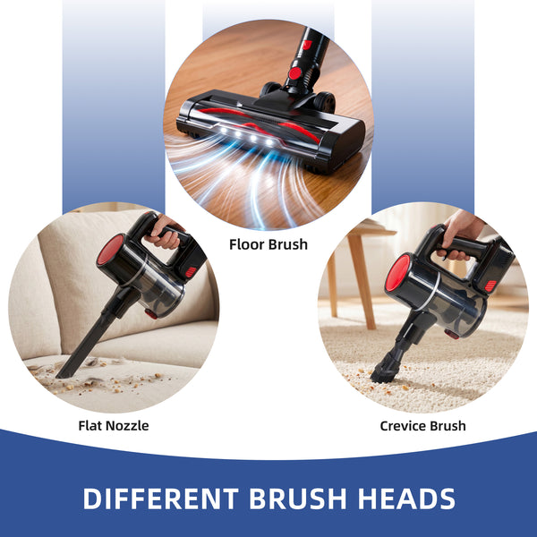 CONCETTA Cordless Vacuum Cleaner with Self-Standing, LED Screen, Lightweight Powerful Suction, 6-in-1 Rechargeable for Home Carpets, Pet Hair, Hardwood Floors