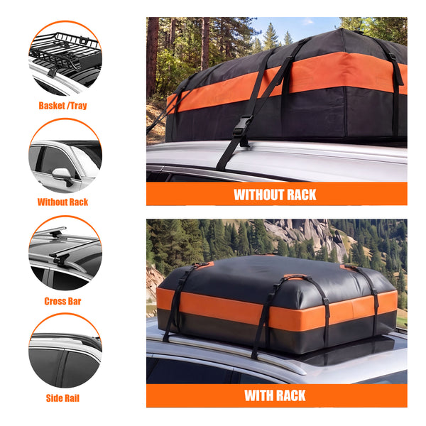 CONCETTA Car Rooftop Cargo Carrier, Waterproof Durable Roof Bag for Vehicles, Universal Fit with Straps & Anti-Slip Mat, Easy Install, Black