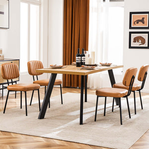 CONCETTA Dining Chairs Set of 2, Modern Kitchen Dining Room Accent Chairs with Faux Leather Cushion Seat & Metal Legs for Kitchen, Living Room