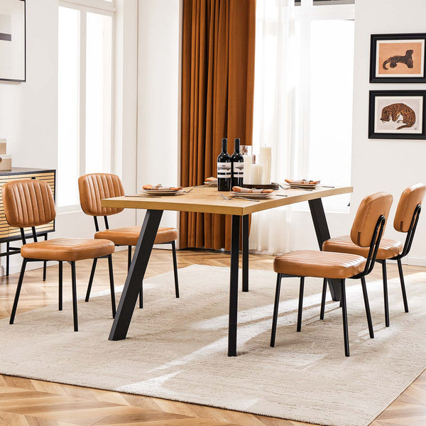 CONCETTA Dining Chairs Set of 2, Modern Kitchen Dining Room Accent Chairs with Faux Leather Cushion Seat & Metal Legs for Kitchen, Living Room
