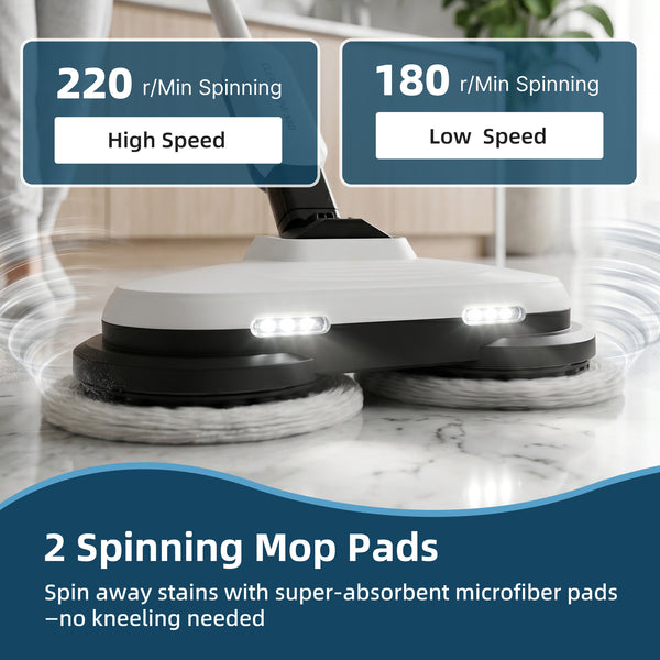 CONCETTA Hard Floor Steam Mop with Dual Cleaning Heads, 3 Steam Modes, LED Headlights