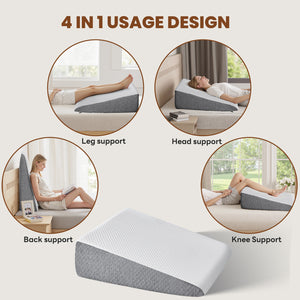 CONCETTA Wedge Pillow for Sleeping, Memory Foam Body Pillow for Acid Reflux, Neck & Back Pain Relief, Post-Surgery Recovery & Snoring Reduction,