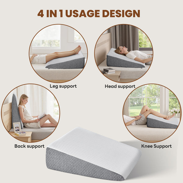 CONCETTA Wedge Pillow for Sleeping, Memory Foam Body Pillow for Acid Reflux, Neck & Back Pain Relief, Post-Surgery Recovery & Snoring Reduction,