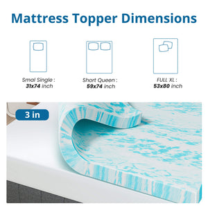 CONCETTA Mattress Topper Full - 2 Inch Gel Memory Foam Mattress Topper Full Size for Back Pain