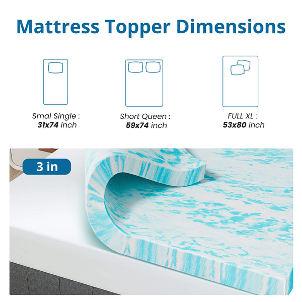 CONCETTA Mattress Topper Full - 2 Inch Gel Memory Foam Mattress Topper Full Size for Back Pain