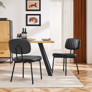 CONCETTA Dining Chairs Set of 2, Modern Kitchen Dining Room Accent Chairs with Faux Leather Cushion Seat & Metal Legs for Kitchen, Living Room