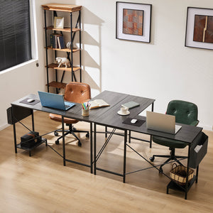 CONCETTA L-Shaped Computer Desk - 50" Corner Gaming Table with Console Shelf and Side Storage Pocket for Office, Bedroom, Living Room