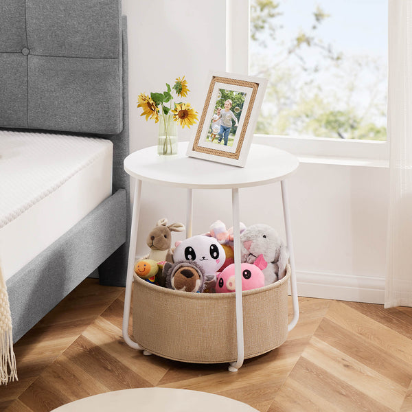 CONCETTA Compact nightstand, sofa side table, can be used in living room, nursery room, bedroom, comes with fabric basket for easy storage