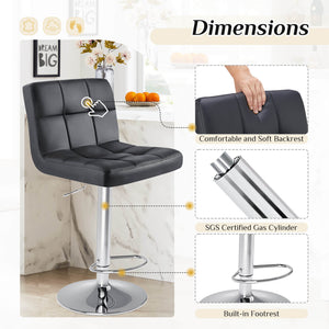CONCETTA Bar Stool 2 Piece Set, Swivel Liftable Counter Stool, Simple with Backrest, Kitchen Bar Stools