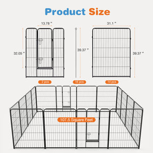 CONCETTA Dog Playpen - Collapsible Portable Pet Pen, High Metal Sport Puppy Pen with Gate for Garden, Patio, RV Camping