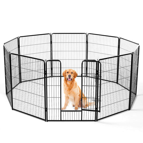 CONCETTA Dog Playpen - Collapsible Portable Pet Pen, High Metal Sport Puppy Pen with Gate for Garden, Patio, RV Camping