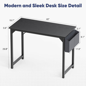 CONCETTA Computer Desk - 32/40/47/55/63 inch Student Kids Study Wooden Desk with Headphone Hook and Storage Bag for Bedroom, Living Room, Study Room