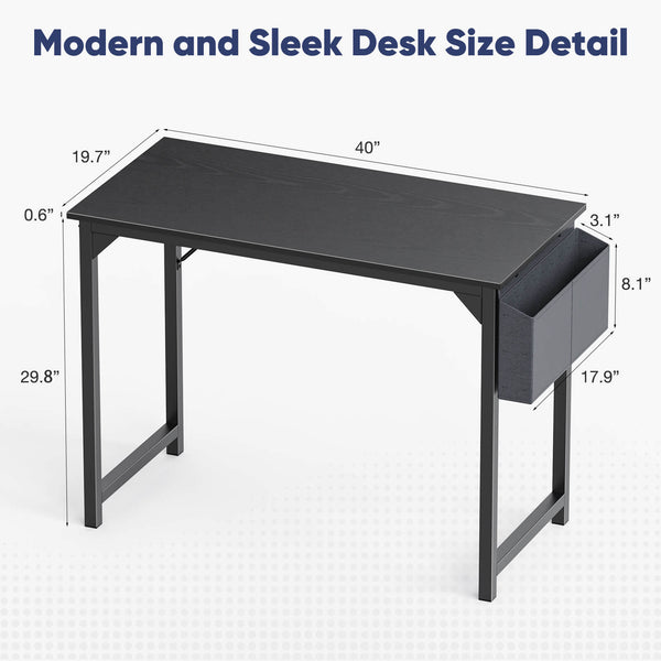 CONCETTA Computer Desk - 32/40/47/55/63 inch Student Kids Study Wooden Desk with Headphone Hook and Storage Bag for Bedroom, Living Room, Study Room
