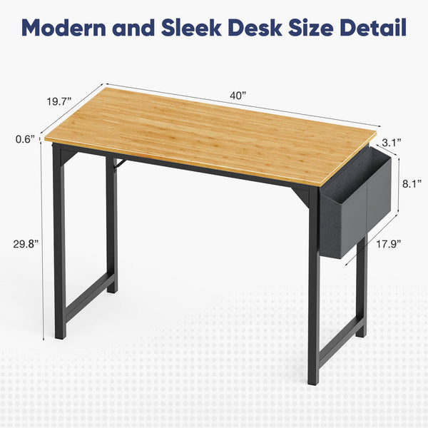 CONCETTA Computer Desk - 32/40/47/55/63 inch Student Kids Study Wooden Desk with Headphone Hook and Storage Bag for Bedroom, Living Room, Study Room