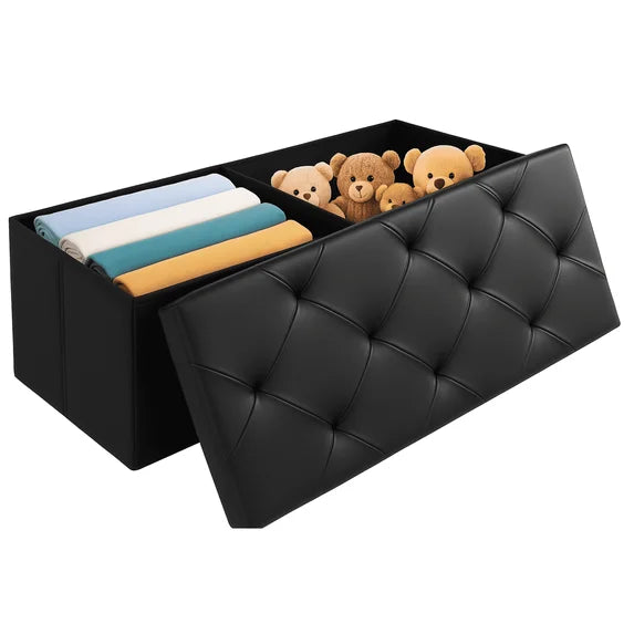 CONCETTA Storage Ottoman – Foldable Stool with Storage for Bedroom, Living Room, Entryway