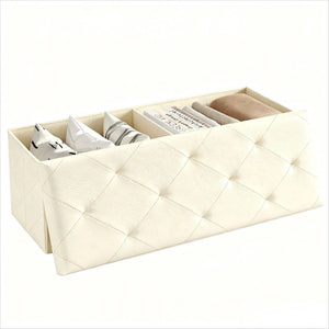 CONCETTA Storage Ottoman Bench, Foldable Footrest Stool with High Load Capacity, Holds Up to 660 lb, PVC