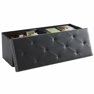 CONCETTA Storage Ottoman Bench, Foldable Footrest Stool with High Load Capacity, Holds Up to 660 lb, PVC