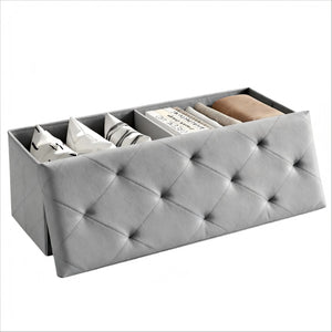 CONCETTA Storage Ottoman Bench, Foldable Footrest Stool with High Load Capacity, Holds Up to 660 lb, PVC