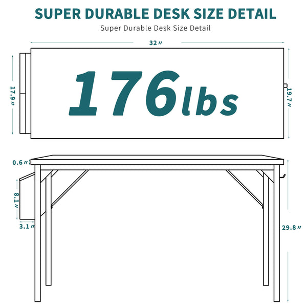 CONCETTA Computer Desk - 32/40/47/55/63 inch Student Kids Study Wooden Desk with Headphone Hook and Storage Bag for Bedroom, Living Room, Study Room