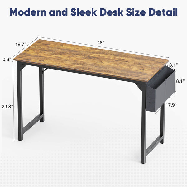 CONCETTA Computer Desk - 32/40/47/55/63 inch Student Kids Study Wooden Desk with Headphone Hook and Storage Bag for Bedroom, Living Room, Study Room