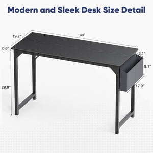 CONCETTA Computer Desk - 32/40/47/55/63 inch Student Kids Study Wooden Desk with Headphone Hook and Storage Bag for Bedroom, Living Room, Study Room