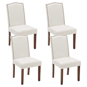 CONCETTA Set of Living Room, Upholstered Leather Dining, Parsons Nailhead Trim and Wood Legs