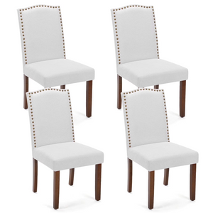 CONCETTA Set of Living Room, Upholstered Leather Dining, Parsons Nailhead Trim and Wood Legs