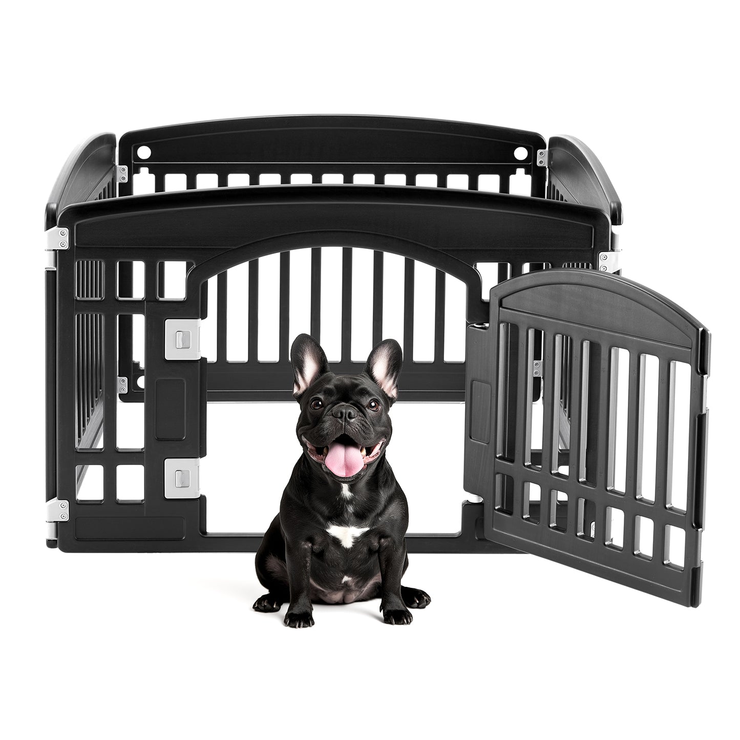 CONCETTA 24 Inch 4-Panel Portable Dog Playpen for Indoor, Plastic Lightweight Indoor Puppy Pen with Door, Customizable