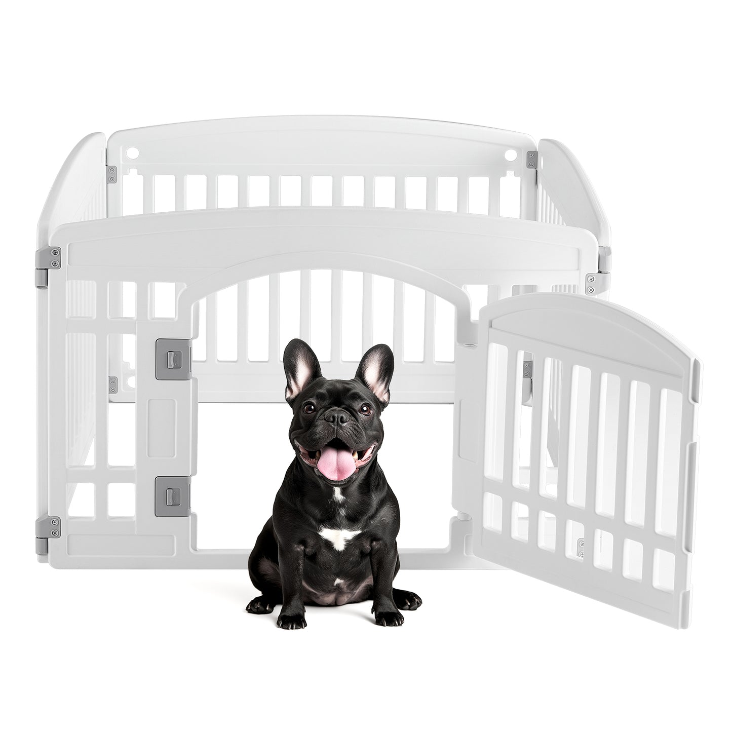 CONCETTA 24 Inch 4-Panel Portable Dog Playpen for Indoor, Plastic Lightweight Indoor Puppy Pen with Door, Customizable