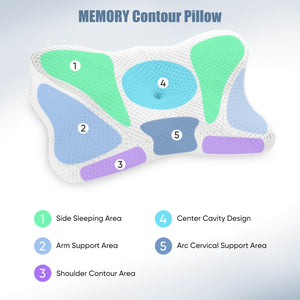 CONCETTA Cervical Neck Pillow-Memory Foam Ergonomic Contour Bed Pillows for Neck Pain Relief Cervical Neck Pillow Orthopedic Pillow for Improved Sleep Comfort and Support
