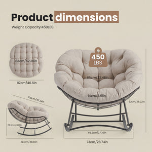 CONCETTA Heavy Duty Outdoor Rocking Chair with Cushion, Oversized Egg Lounge, 450 Lbs All-Weather Glider for Patio, Garden, Living Room