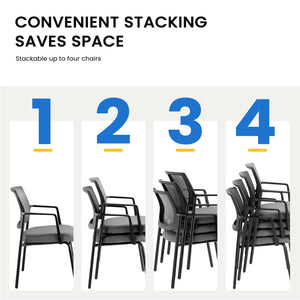 CONCETTA Mesh Back Arm Upholstered Fabric, Sturdy Metal Stacking Chairs, Easy to Use and Store, Outdoor and Indoor, for Home